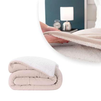 Imagem de Cobredom Sherpa Solteiro Dupla Face Pele De Carneiro - Bege