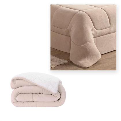 Imagem de Cobredom Sherpa Solteiro Dupla Face Pele De Carneiro - Bege