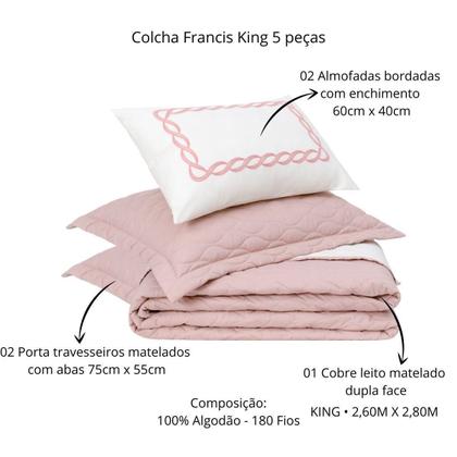 Imagem de Cobreleito King Lavive Francis 05 Peças 180 Fios Rosê