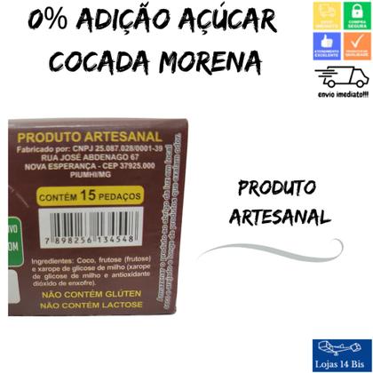 Imagem de Cocada Morena Artesanal Premium 0% de Adição de Açúcar 15x40g