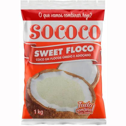 Imagem de Coco Ralado Sococo Sweet Floco úmido e adoçado- Kit 3 kilos