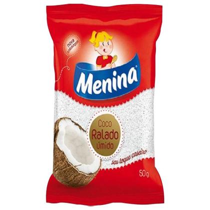 Imagem de Coco ralado úmido e adoçado menina - embalagem com 48 unidades de 50g
