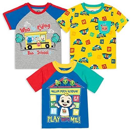 Imagem de CoComelon JJ Baby Boys 3 Pack Camisetas Gráficas Raglan 24 Meses