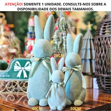 Imagem de Coelho Decorativo Verde Com Laço Enfeite Páscoa 30cm