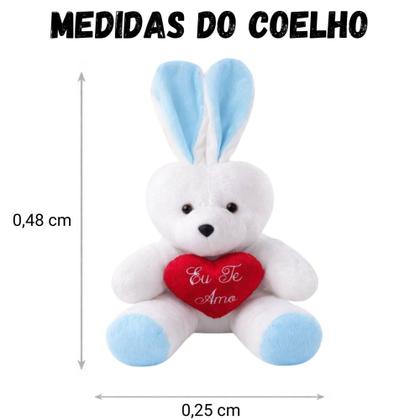 Imagem de Coelho Grande de Pelúcia 48cm com Coração "Eu Te Amo" Presente Infantil Páscoa