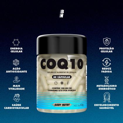 Imagem de Coenzima Q10 100 mg Ubiquinona Metabolismo Vitalidade Saúde Cardiovascular 60 Cápsulas Body Nutry