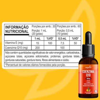 Imagem de Coenzima Q10 200MG Vitamina E Sabor Frutas Amarelas Bigens