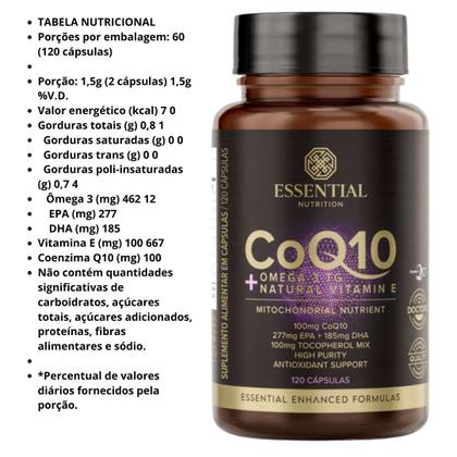 Imagem de Coenzima Q10 CoQ10 + Omega 3TG - 120 Caps / 60 Doses - Essential Nutrition