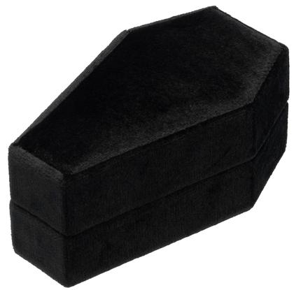 Imagem de Coffin Ring Box Giftop Velvet Gothic Wedding Ceremony Black
