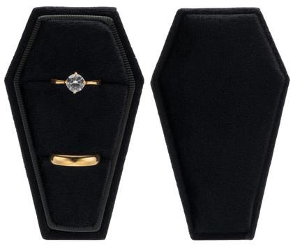 Imagem de Coffin Ring Box Giftop Velvet Gothic Wedding Ceremony Black