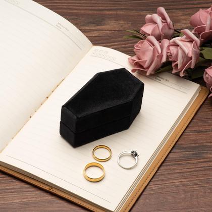 Imagem de Coffin Ring Box Giftop Velvet Gothic Wedding Ceremony Black