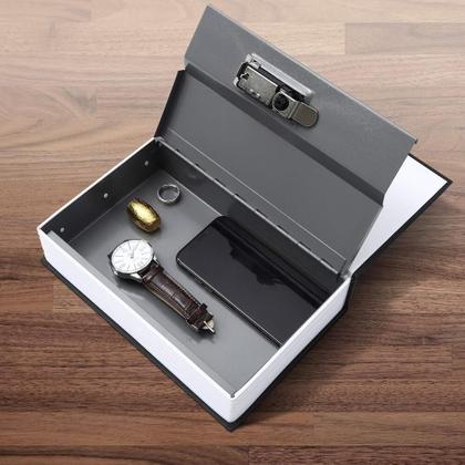 Imagem de Cofre Camuflado Com Chave Livro Secreto Falso Porta Joias Dinheiro Documentos Em Metal Estante