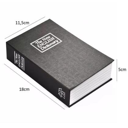 Imagem de Cofre Camuflado Com Chave Livro Secreto Falso Porta Joias Dinheiro Documentos Em Metal Estante