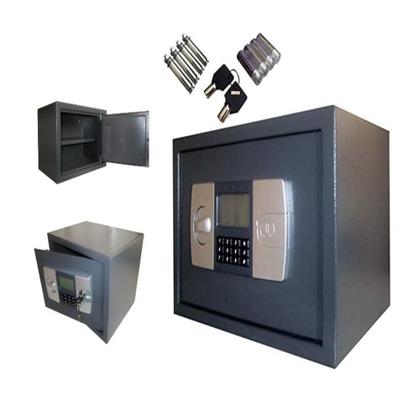 Imagem de Cofre digital eletrônico em aço display lcd com bandeja e chave reserva suporte de parede 