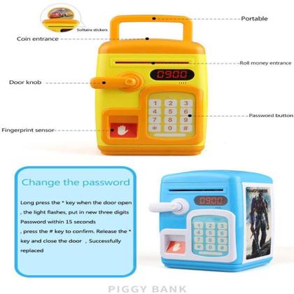 Imagem de Cofre digital senha completo infantil biometria moedas nota