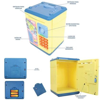 Imagem de Cofre divertido moeda puxa nota com senha som luz ref mk-1432