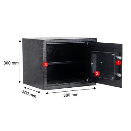 Imagem de Cofre Eletronico Digital Grande Senha Chave Porta Documentos Armas Display Lcd Bandeja Chumbadores Com Suporte De Parede