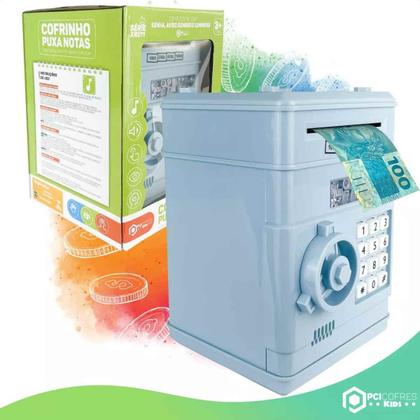 Imagem de Cofre Eletrônico Digital Infantil Puxa Nota Azul Claro XR011