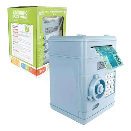 Imagem de Cofre Eletrônico Digital Infantil Puxa Nota Azul Claro XR011