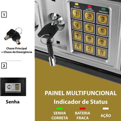Imagem de Cofre Eletrônico Teclado Digital Segurança Senha Chave Aço