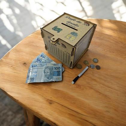 Imagem de Cofre Guardar junte Dinheiro Woodbox Desafio 30 MIL natural