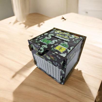 Imagem de Cofre Guardar Woodbox Desafio 30 MIL junte Dinheiro DINBLACK