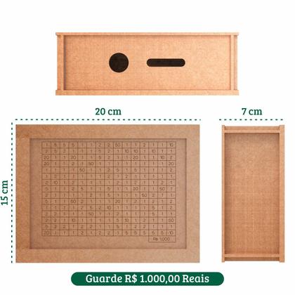 Imagem de Cofre Inteligente Cofrinho Woodbox Método Kakebo 1k 5k e 10k