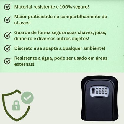 Imagem de Cofre Pequeno De Parede Guarda Dinheiro Joias Chaves Objetos Com Senha