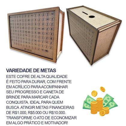 Imagem de Cofrinho Cofre Guardar Dinheiro Fácil Caixa Woodbox 5 mil Original Realize Seus Sonhos