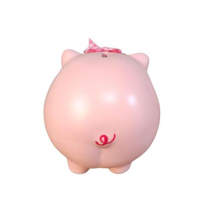 Imagem de Cofrinho Cofre Porco Laço Pequeno Ceramica Rosa - Decore Casa