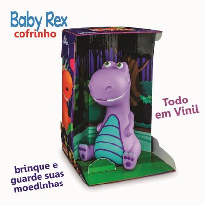 Imagem de Cofrinho dinossauro rex tiranossauro baby roxo - adijomar brinquedos