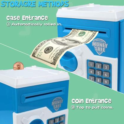 Imagem de Cofrinho eletrônico Yoego Kids Money Bank azul branco