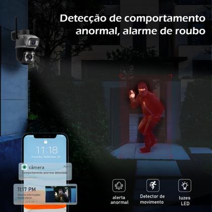 Imagem de COIBEU Camera Externa Wifi 360 3MP Dupla 2 Em 1 com Visao Noturna C/ Infravermelho ICSEE