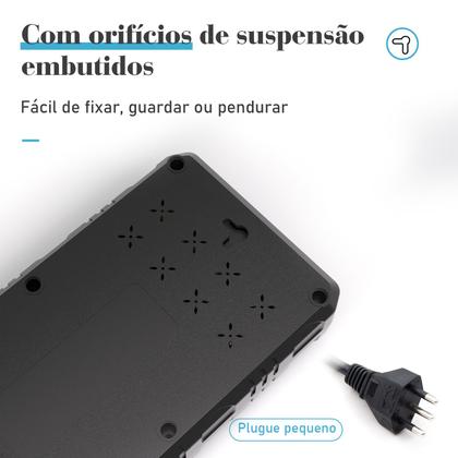 Imagem de COIBEU Extensão 6 Tomadas 4 USB 1 Tomada Universal Bivolt Power 110v/220v 2m/5m