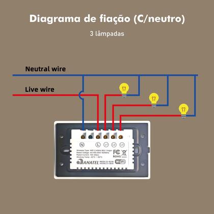 Imagem de COIBEU Interruptor WiFi Inteligente 1 2 3 Teclas Touch tuya APP Smart Life Painel Alexa Google Home