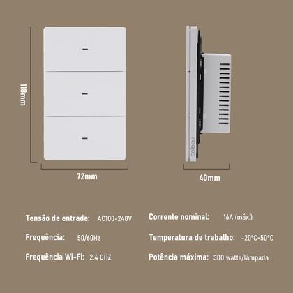 Imagem de COIBEU Interruptor WiFi Inteligente 1 2 3 Teclas Touch tuya APP Smart Life Painel Alexa Google Home