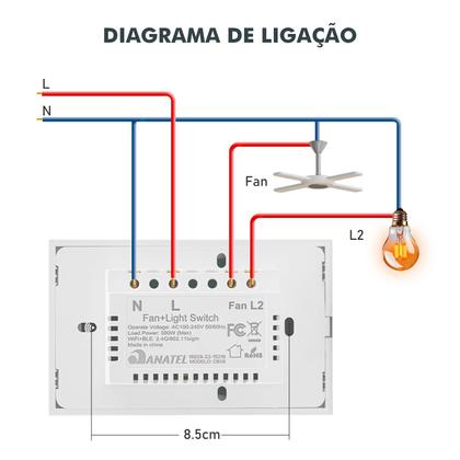 Imagem de COIBEU Tuya WiFi Fan Light Touch Switch Interruptor inteligente de ventilador de parede Interruptor inteligente para