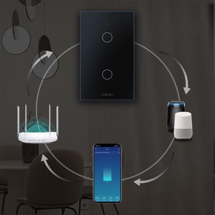 Imagem de COIBEU Tuya WiFi Interruptor De Luz Inteligente 2 gang Wall Touch Switch Trabalho Com Alexa Google Home