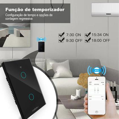 Imagem de COIBEU Tuya WiFi Interruptor De Luz Inteligente 2 gang Wall Touch Switch Trabalho Com Alexa Google Home