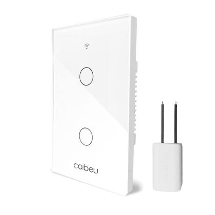 Imagem de COIBEU Tuya WiFi Interruptor De Luz Inteligente 2 gang Wall Touch Switch Trabalho Com Alexa Google Home