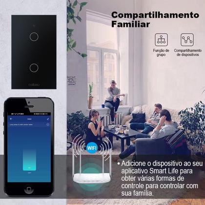 Imagem de COIBEU Tuya WiFi Interruptor De Luz Inteligente 2 gang Wall Touch Switch Trabalho Com Alexa Google Home