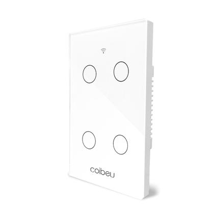 Imagem de COIBEU Tuya WiFi Interruptor De Luz Inteligente 4 gang Wall Touch Switch Trabalho Com Alexa Google Home