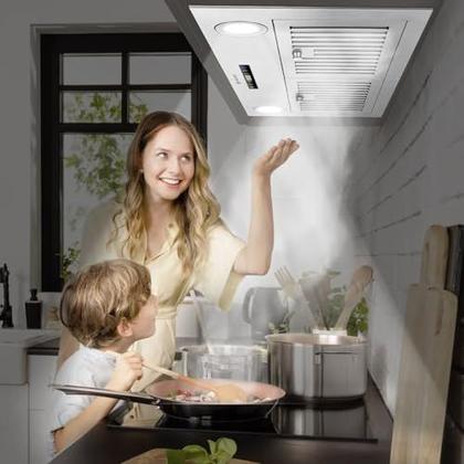 Imagem de Coifa AMZCHEF Embutida 30", Aço Inox, 900 CFM, 3 Velocidades e LED