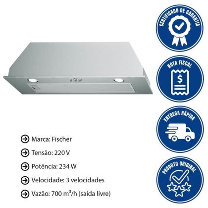 Imagem de Coifa De Embutir Fischer Infinity 90cm Inox 220V 3 Velocidades 29565(69510)