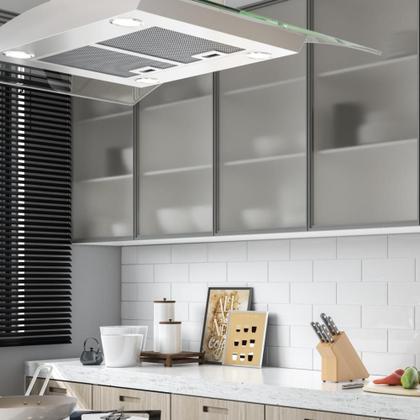 Imagem de Coifa de Ilha 90cm Fischer Island Vidro com Função Depurador e Exaustor Inox 127V