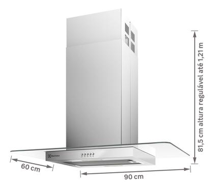 Imagem de Coifa De Ilha 90cm Inox Com Vidro Led 127v - Electrolux