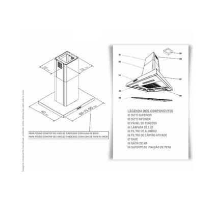 Imagem de Coifa de Ilha 90cm Retangular Fogatti Inox
