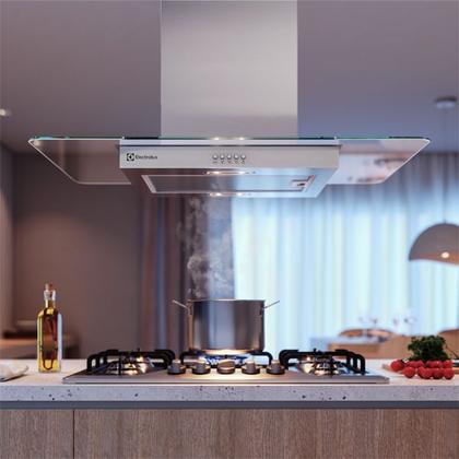 Imagem de Coifa de Ilha Electrolux 90cm de Vidro Efficient com Luz de Led (CE9IX)