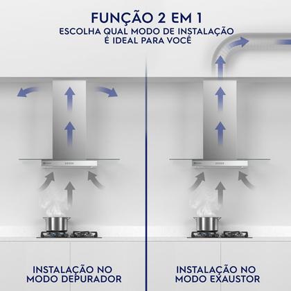 Imagem de Coifa de Ilha Electrolux 90cm de Vidro Efficient com Luz de Led (CE9IX)
