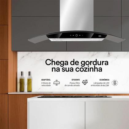 Imagem de Coifa de Ilha EOS 90cm ECO90IVD Touch Inox com Vidro 220V